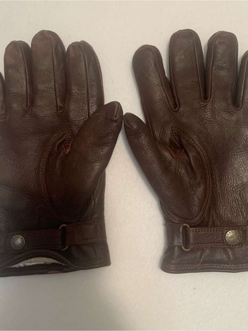 Hestra Mens Elk Leather Gloves Size 11 Brown with Lambs Wool